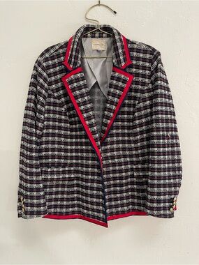 Court & Rowe Plaid Tweed Blazer Jacket‎ in Blue Night size 18W NWT